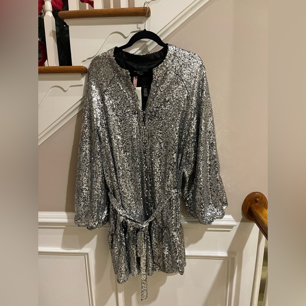 NWT Alex Marie Silver Sequin Dress Size 16